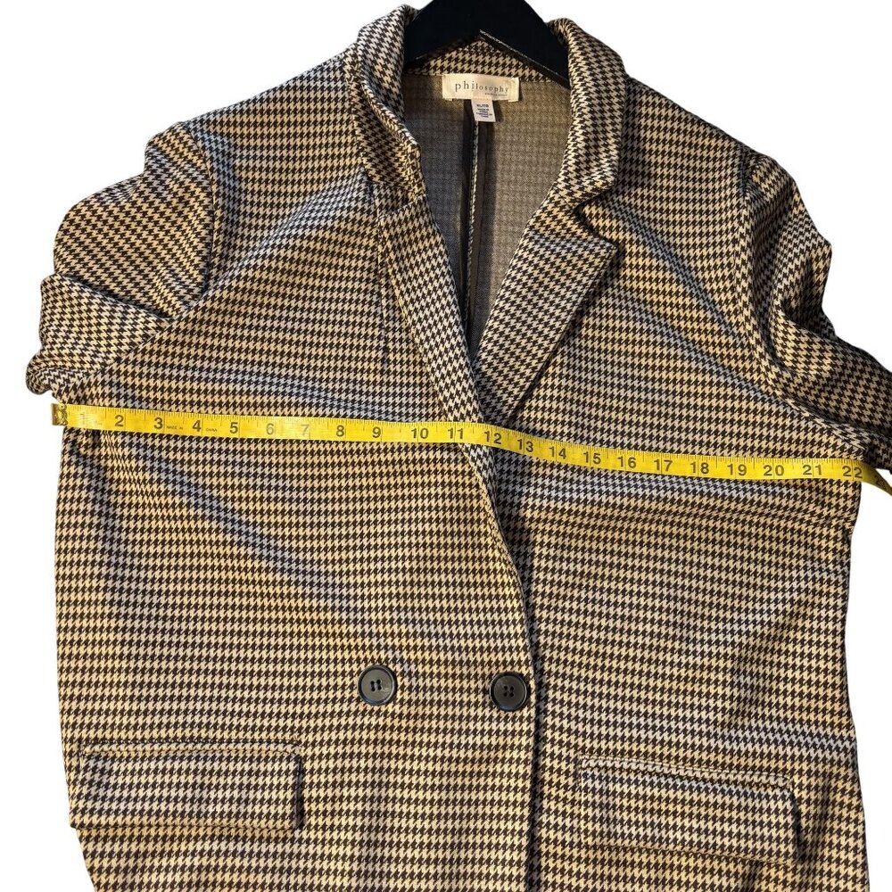 Houndstooth Longline Double-Breasted Blazer By Philosophy Size XL - Picture 6 of 10